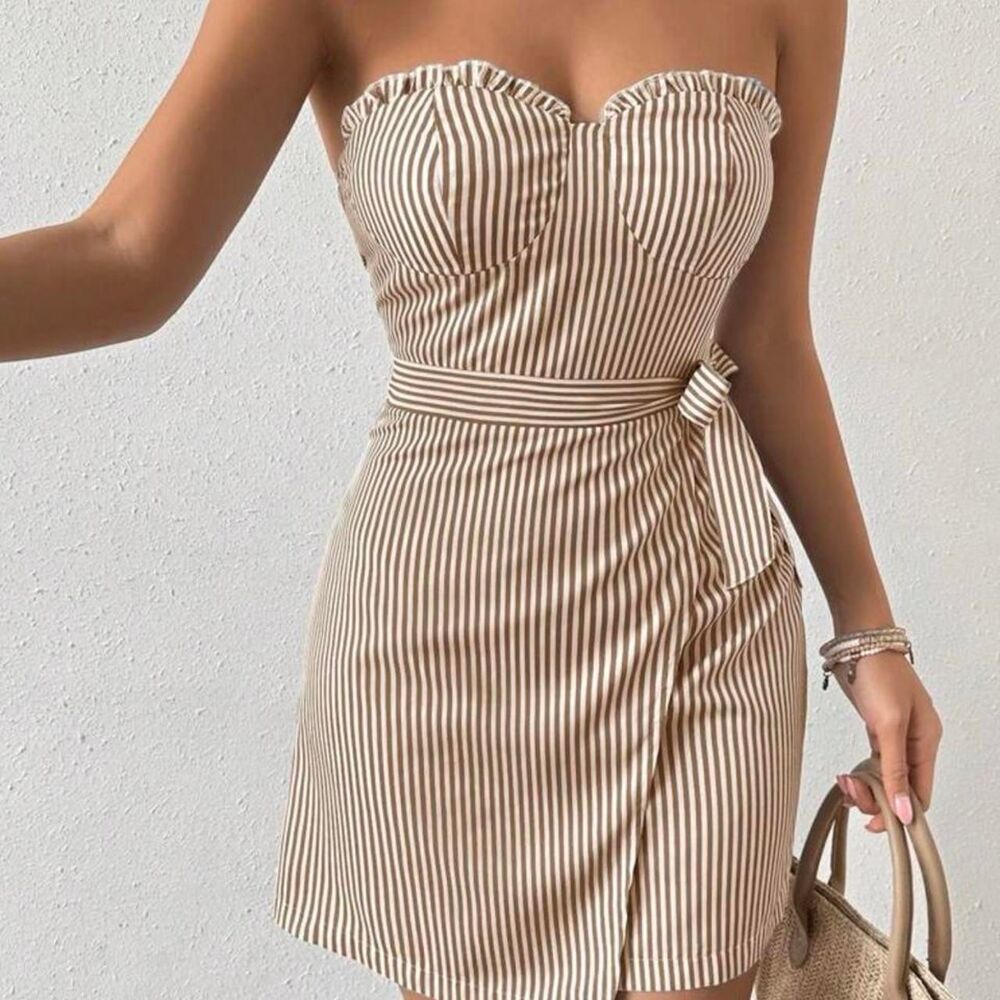 Shein Women's Tan and Brown Dress